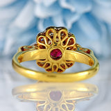 Ellibelle Jewellery Vintage Millennium Ruby & Vari-Cut Diamond 18ct Gold Cluster Ring