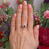 Ellibelle Jewellery Vintage Millennium Ruby & Vari-Cut Diamond 18ct Gold Cluster Ring