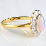 Ellibelle Jewellery Vintage Natural Australian Opal 18ct Gold & Platinum Cluster Ring