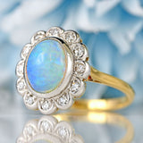 Ellibelle Jewellery Vintage Natural Australian Opal 18ct Gold & Platinum Cluster Ring