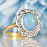 Ellibelle Jewellery Vintage Natural Australian Opal 18ct Gold & Platinum Cluster Ring