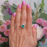Ellibelle Jewellery Vintage Natural Emerald & Diamond 18ct Gold Cluster Engagement Ring (1.10cts)
