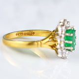 Ellibelle Jewellery Vintage Natural Emerald & Diamond 18ct Gold Cluster Engagement Ring (1.10cts)