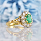 Ellibelle Jewellery Vintage Natural Emerald & Diamond 18ct Gold Cluster Ring