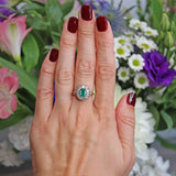 Ellibelle Jewellery Vintage Natural Emerald & Diamond 18ct Gold Cluster Ring