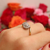 Ellibelle Jewellery Vintage Old-Cut Diamond 18ct Gold Double-Cluster Crossover Ring (1.35cts)