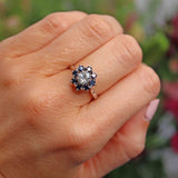 Ellibelle Jewellery Vintage Old-Cut Diamond & Sapphire White Gold Cluster Engagement Ring (0.90ct)