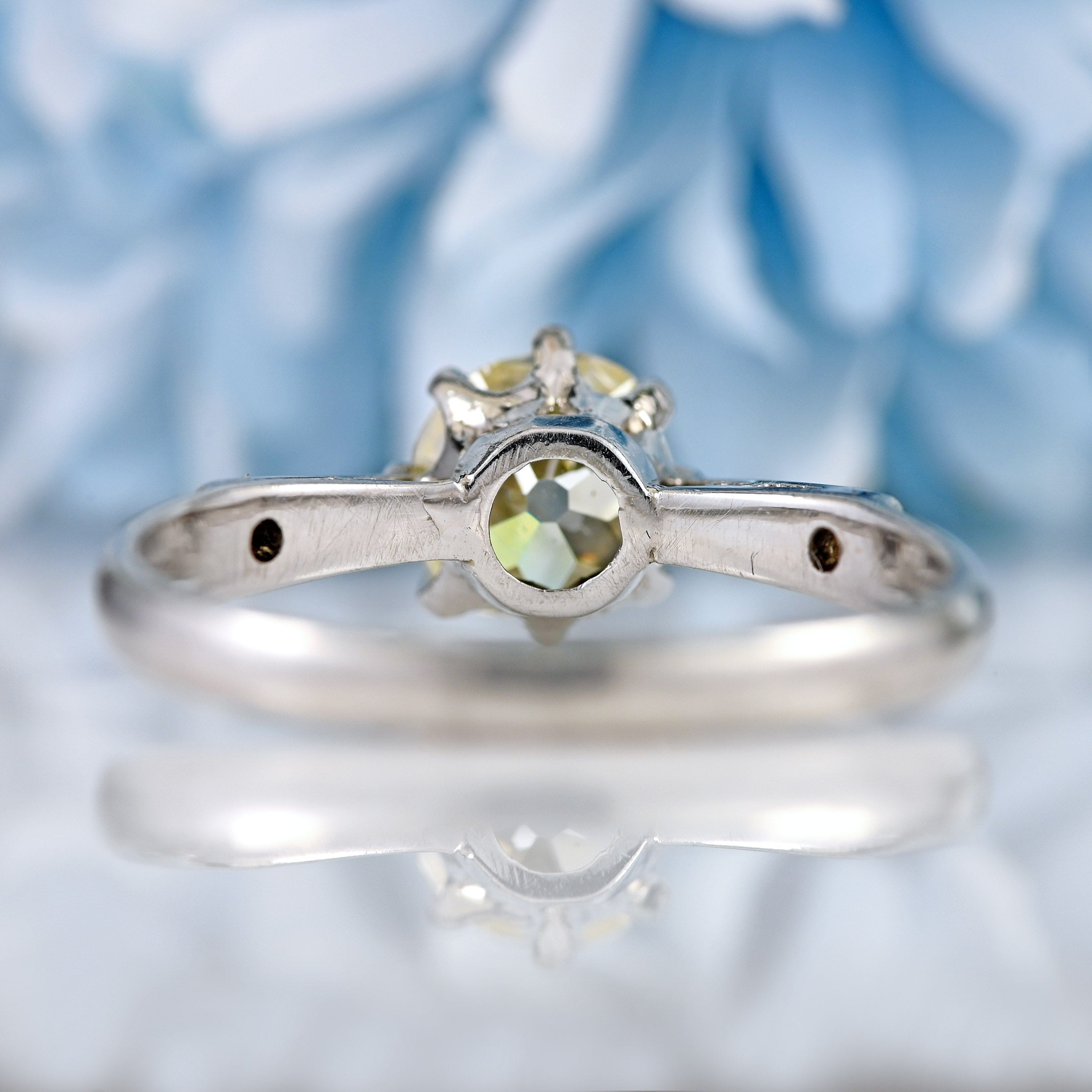 Ellibelle Jewellery Vintage Old-Mine-Cut Yellow Diamond Platinum Solitaire Engagement Ring (1.15cts)