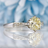 Ellibelle Jewellery Vintage Old-Mine-Cut Yellow Diamond Platinum Solitaire Engagement Ring (1.15cts)