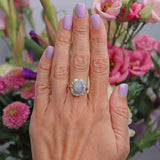 Ellibelle Jewellery Vintage Opal & Diamond 18ct Gold Cluster Engagement Ring (1.46ct)