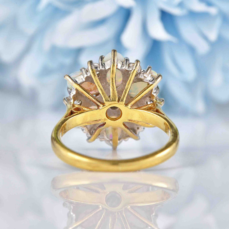 Ellibelle Jewellery Vintage Opal & Diamond 18ct Gold Cluster Ring By Cropp & Farr