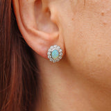 Ellibelle Jewellery Vintage Opal & Diamond 18ct Gold Cluster Stud Earrings