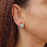Ellibelle Jewellery Vintage Opal & Diamond 18ct Gold Cluster Stud Earrings