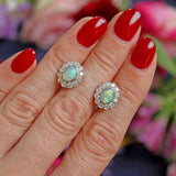 Ellibelle Jewellery Vintage Opal & Diamond 18ct Gold Cluster Stud Earrings