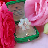 Ellibelle Jewellery Vintage Opal & Diamond 18ct Gold Daisy Cluster Statement Ring