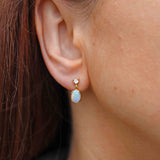 Ellibelle Jewellery Vintage Opal & Diamond 18ct Gold Drop Earrings
