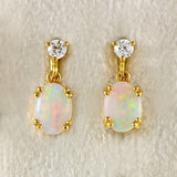 Ellibelle Jewellery Vintage Opal & Diamond 18ct Gold Drop Earrings