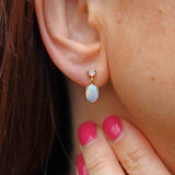 Ellibelle Jewellery Vintage Opal & Diamond 18ct Gold Drop Earrings
