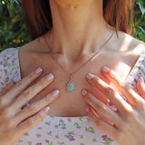 Ellibelle Jewellery Vintage Opal & Diamond 18ct Gold Pear-Shaped Cluster Pendant