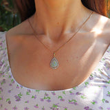 Ellibelle Jewellery Vintage Opal & Diamond 18ct Gold Pear-Shaped Cluster Pendant