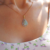 Ellibelle Jewellery Vintage Opal & Diamond 18ct Gold Pear-Shaped Cluster Pendant