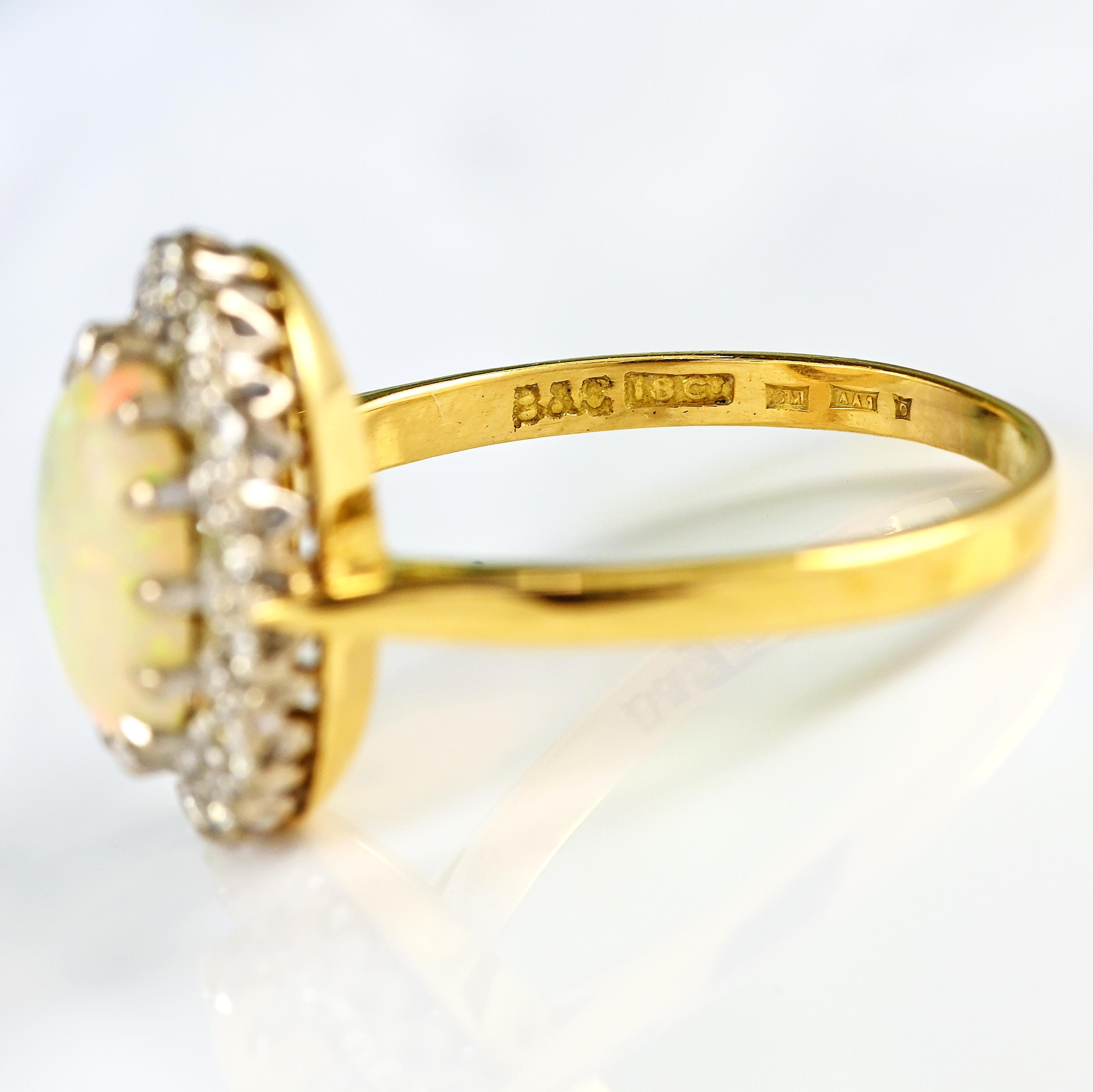 Ellibelle Jewellery Vintage Opal & Diamond 18ct Gold Platinum Cluster Ring