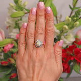 Ellibelle Jewellery Vintage Opal & Diamond 18ct Gold Platinum Cluster Ring