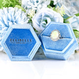 Ellibelle Jewellery Vintage Opal & Diamond 18ct White Gold Oval Cluster Ring