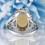 Ellibelle Jewellery Vintage Opal & Diamond 18ct White Gold Oval Cluster Ring