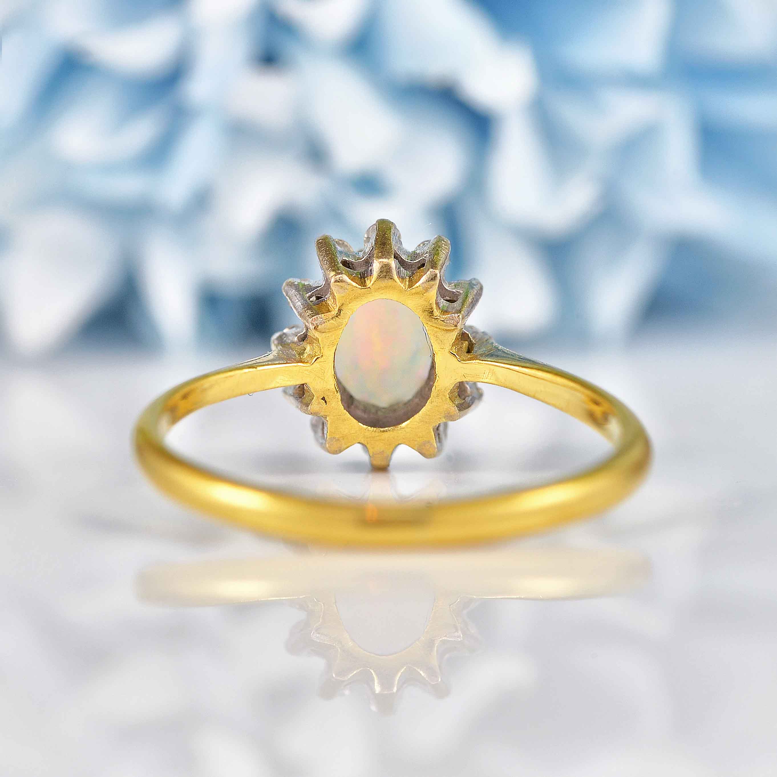 Ellibelle Jewellery Vintage Opal & Diamond Gold Cluster Ring