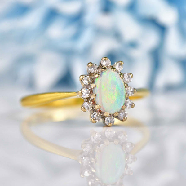 Ellibelle Jewellery Vintage Opal & Diamond Gold Cluster Ring