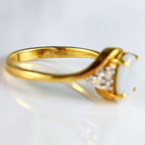 Ellibelle Jewellery Vintage Opal Doublet & Diamond 18ct Gold Seven-Stone Crossover Ring