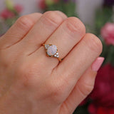 Ellibelle Jewellery Vintage Opal Doublet & Diamond 18ct Gold Seven-Stone Crossover Ring