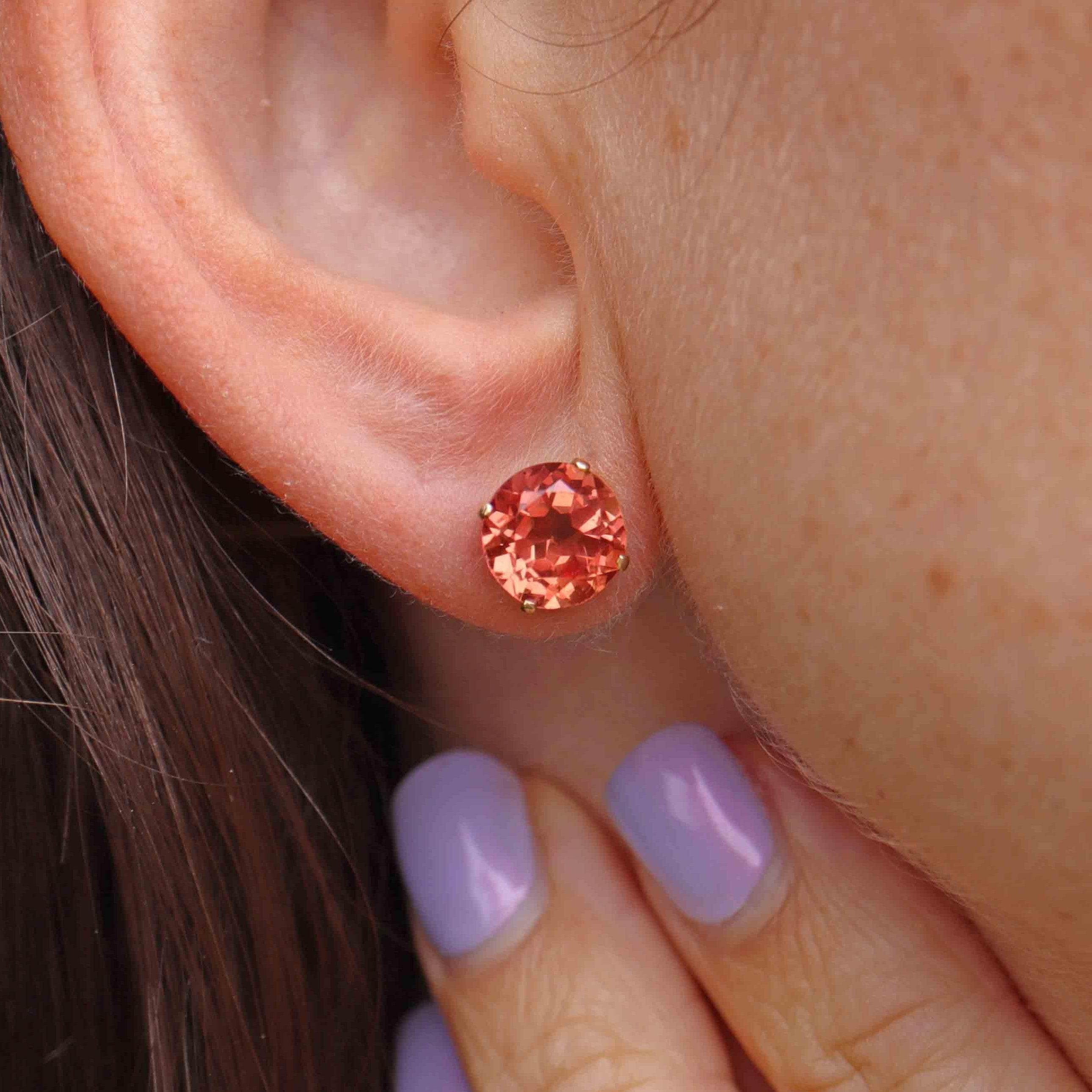 Ellibelle Jewellery Vintage Orange Sapphire Gold Stud Earrings