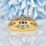 Ellibelle Jewellery Vintage Oval Blue Sapphire & Diamond 18ct Gold Ring