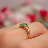 Ellibelle Jewellery Vintage Oval-Cut Emerald & Diamond 18ct Gold Ring (0.40cts)