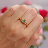 Ellibelle Jewellery Vintage Oval-Cut Emerald & Diamond 18ct Gold Ring (0.40cts)