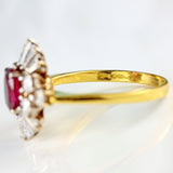 Ellibelle Jewellery Vintage Oval Ruby & Diamond 18ct Gold Starburst Cluster Ring (1.25cts)