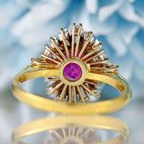 Ellibelle Jewellery Vintage Oval Ruby & Diamond 18ct Gold Starburst Cluster Ring (1.25cts)