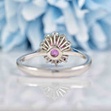 Ellibelle Jewellery Vintage Pink Sapphire & Diamond 18ct White Gold Cluster Ring