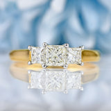Ellibelle Jewellery Vintage Princess-Cut Diamond 18ct Gold Three-Stone Engagement Ring (1.00ct)