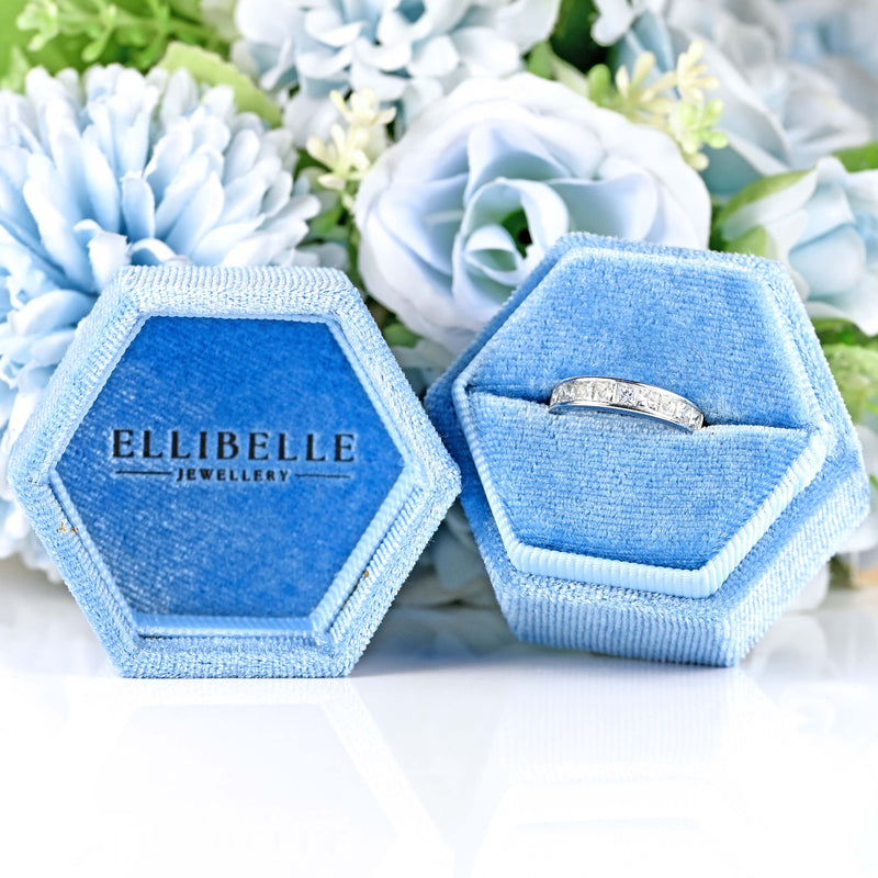 Ellibelle Jewellery Vintage Princess-Cut Diamond 18ct White Gold Half-Eternity Wedding Band Ring (1.00ct)