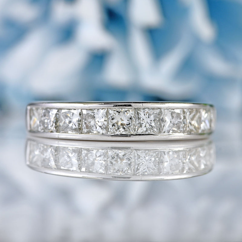 Ellibelle Jewellery Vintage Princess-Cut Diamond 18ct White Gold Half-Eternity Wedding Band Ring (1.00ct)