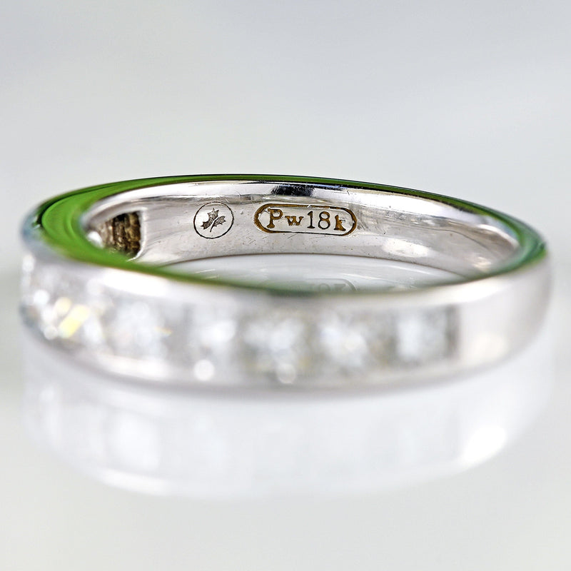 Ellibelle Jewellery Vintage Princess-Cut Diamond 18ct White Gold Half-Eternity Wedding Band Ring (1.00ct)
