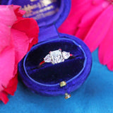 Ellibelle Jewellery Vintage Princess & Trillion-Cut Diamond 18ct Gold Three-Stone Engagement Ring (1.05cts)