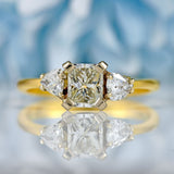 Ellibelle Jewellery Vintage Princess & Trillion-Cut Diamond 18ct Gold Three-Stone Engagement Ring (1.05cts)