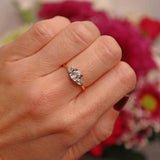 Ellibelle Jewellery Vintage Princess & Trillion-Cut Diamond 18ct Gold Three-Stone Engagement Ring (1.05cts)