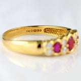 Ellibelle Jewellery Vintage Ruby & Diamond 18ct Gold Bezel-Set Band Ring