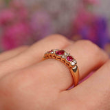 Ellibelle Jewellery Vintage Ruby & Diamond 18ct Gold Bezel-Set Band Ring