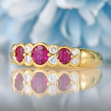 Ellibelle Jewellery Vintage Ruby & Diamond 18ct Gold Bezel-Set Band Ring